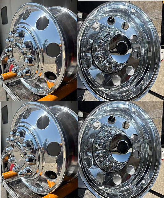 19.5" x6 aluminum wheels extra Polished Dual Wheel Package deal,PCD10HOLES X 7.25with lug nut and covers for 1987-1997 FORD F SUPER DUTY truck
