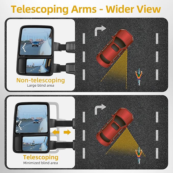 DWVO Towing Mirror Compatible with 2008 2009 2010 2011 2012 2013 2014 2015 2016 Ford F250 F350 F450 F550 Super Duty, Left Driver Side Mirror with Power Heated Manual Folding