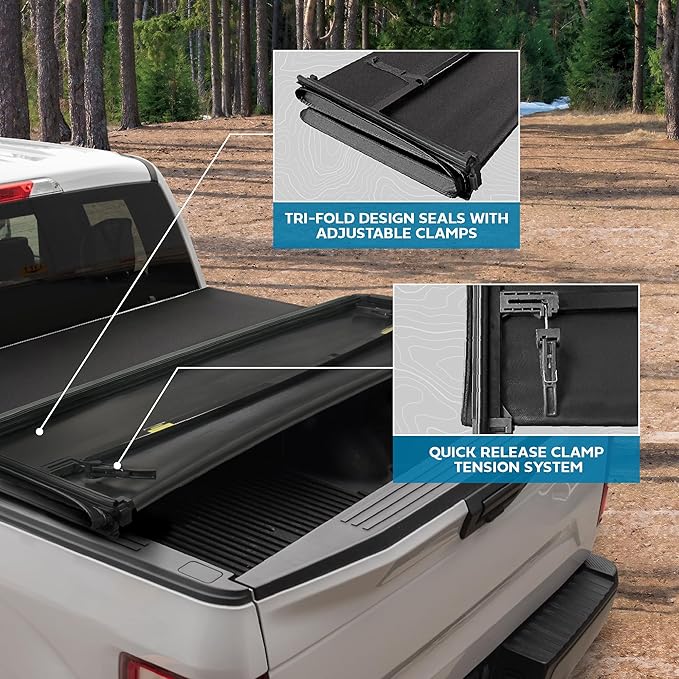 Truck Tonneau Cover for Ram 1500 (2009-2025) / Ram 2500 & 3500 (2009-2025) with 5.7 ft Bed, Soft Tri-Fold All-Weather Folding Truck Bed Cover Black (NO RAMBOX)