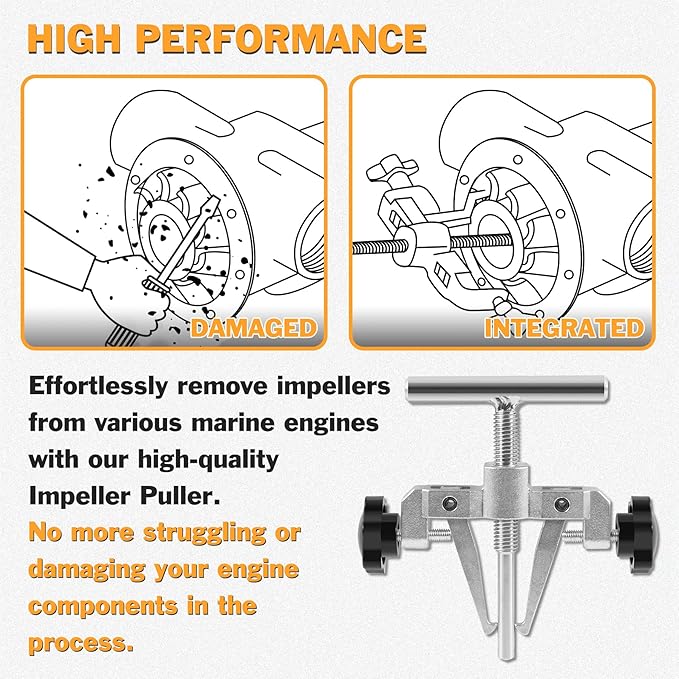 Impeller Puller 660040-1 for 2-1/4" to 2-9/16", Impeller Removal Tool Compatible with Jabsco Pump #50070-0040 and #50070-0200