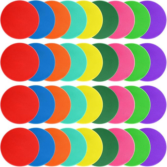 Poly Spots Spot Markers for Gym Floor 9 inch 18/27/36Pcs Flat Cones Non-Slip Rubber Floor Dots for Kids Sports Soccer Basketball Agility Training Dance Classroom