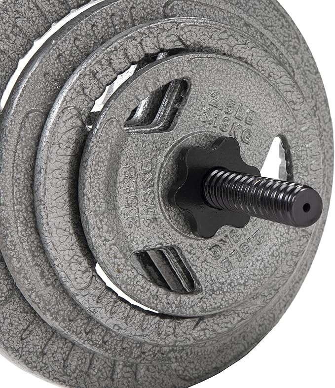 Cast Iron Standard Weight Plates Including 5FT Standard Barbell with Star Locks, 45-Pound Set (35 Pounds Plates + 10 Pounds Barbell), Multiple Styles