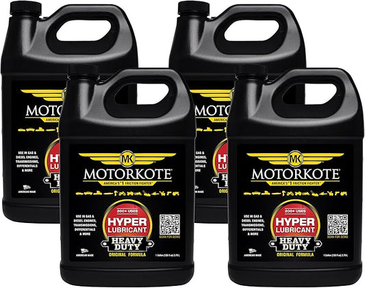 Motorkote Hyper Lubricant Heavy Duty Engine Treatment | Friction Reducer for Gas & Diesel Engines | 1 Gallon, 4-Pack