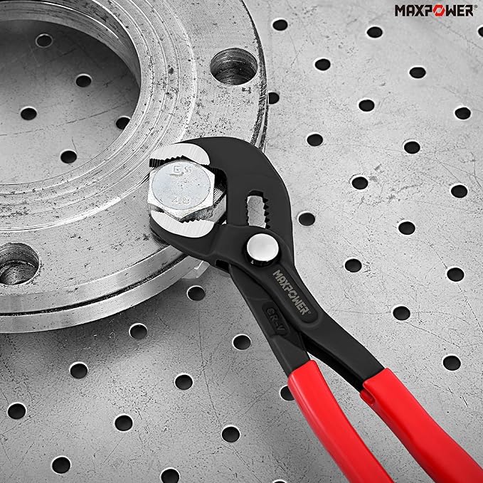 MAXPOWER 7" 10" 12" Water Pump Pliers Set, Quick Adjustment Push Button Locks Pliers, with Max Jaw Capacity 0.98" 1.4" 1.6"