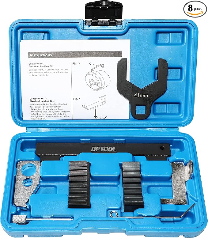 8pcs Engine Camshaft Alignment Timing Tool Kit For Chevrolet Cruze Aveo Orlando Vauxhall Opel Astra Corsa Insignia Mervia Vectra Zafira Alfa Romeo Fiat 16V 1.4 1.6 1.8 with 41mm Water Pump Wrench