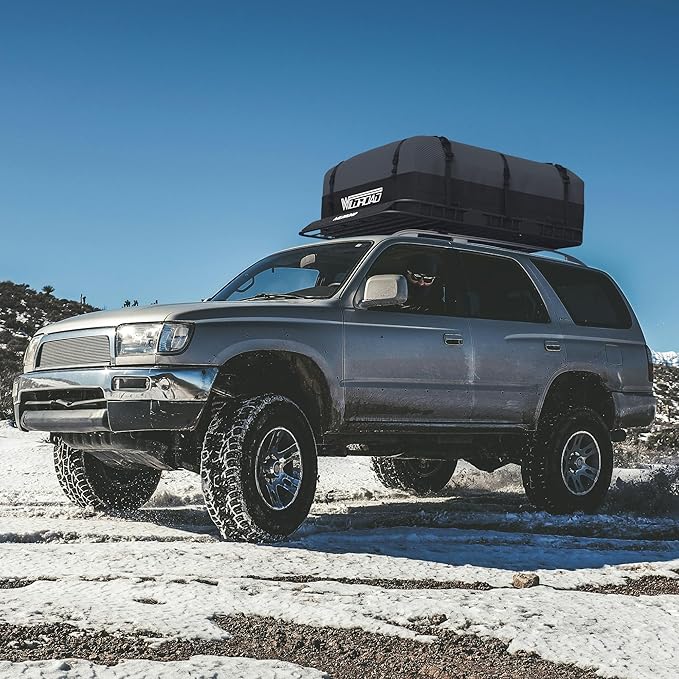 WILDROAD Rooftop Cargo Carrier - 25 Cubic Feet, 600D Ultra Anti-Tear Fabric, Waterproof Car Roof Bag with Soft-Shell, Anti-Slip Mat and 6 Door Hooks - Fits Cars with/Without Racks
