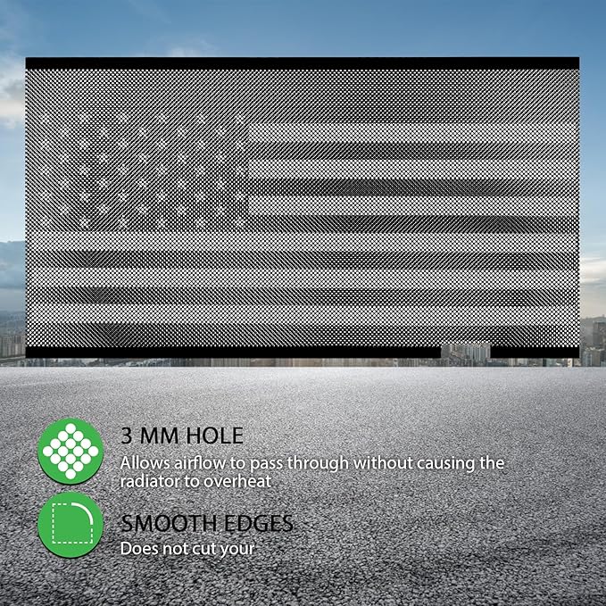 moveland Front Grill Grille Insert - Aluminum Alloy Mesh Grill Insert Screen Compatible with 2007-2018 Jeep Wrangler JK JKU (with US Flag)