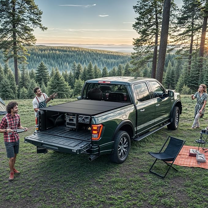 FRP Hard Tri-fold Tonneau Cover Fit for Ford F150 F-150 2015-2025, Fleetside 5.5 Ft Bed