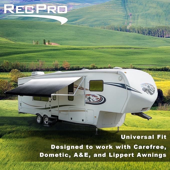RecPro RV Awning Fabric Replacement Heavy Duty 16 oz. Weatherproof Vinyl | Universal Camper Awning Replacement for RV, Trailer, Motorhome | Charcoal Fade, 22' (Fabric 21'1")