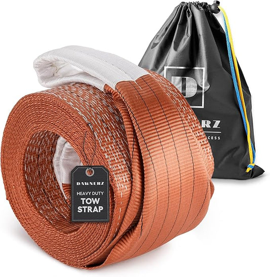 Tow Strap Heavy Duty 40ft 100000 lbs Minimum Break Strength - Recovery Towing Rope 55 US Tons 12m for Tractors and Dump Trucks