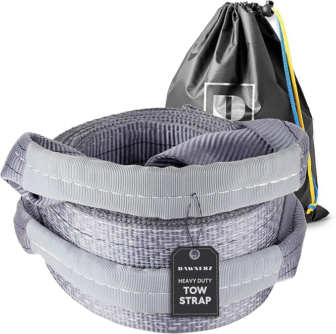 Heavy Duty Tow Strap 70000 lbs Minimum Break Strength 30ft - Recovery Tow Rope for Truck Van RV 35 US Tons 7.5 m