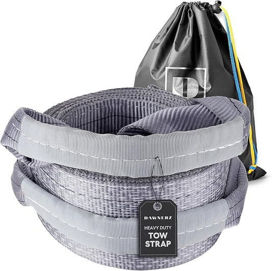 Heavy Duty Tow Strap 70000 lbs Minimum Break Strength 30ft - Recovery Tow Rope for Truck Van RV 35 US Tons 7.5 m