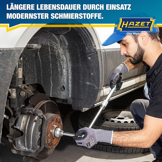 HAZET Hiper Fine-Tooth Reversible Ratchet 916HPLG I 12.5 Mm (1/2 Inch) Square Drive, Small Operating Angle (4 Degrees), With Ball Lock I Extra Long Version, Infinitely Extendable