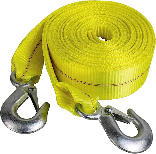 HFS(R) Heavy-Duty Tow Strap with Hooks | 10,000-Pound Capacity | Woven Polyester Webbing |HD Truck Recovery, ATV Towing, and Vehicle Rescue |Tow Rope for Versatile Applications 2 Inch X 30 Ft