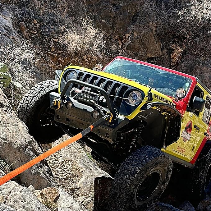 OPENROAD 1" x30ft Kinetic Recovery Rope Heavy Duty Offroad Tow Strap, 35% Elasticity Snatch Rope for Jeep, Truck, ATV, UTV - Orange (Includes Storage Bag)