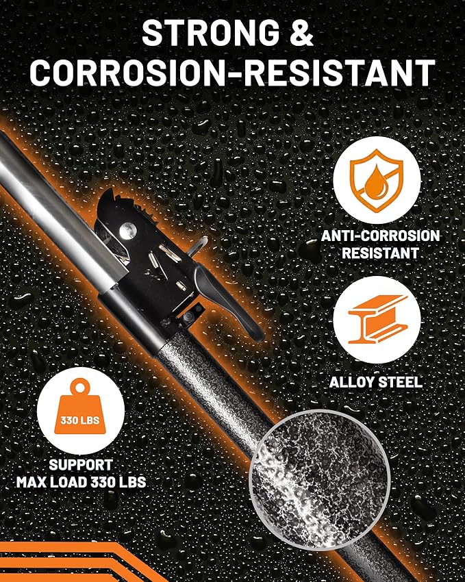 Strapinno - Ratcheting Cargo Bar 44"-74", Non-Slip Truck Bed Divider, Easy Setup, Strong 1.25" Tube, Adjustable Stabilizer for Pickup Trucks - 2-Pack