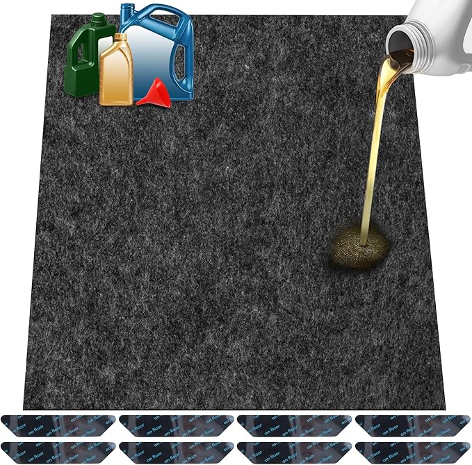 ToLanbbt Garage Floor Mat 102" x 79" - Oil Spill Mat for Under Car Driveway Oil Drip Pad with 8P Tapes, Waterproof Backing, Leak Absorbent, Reusable, Washable, Protect Garage Floor (1P, Dark Gray)