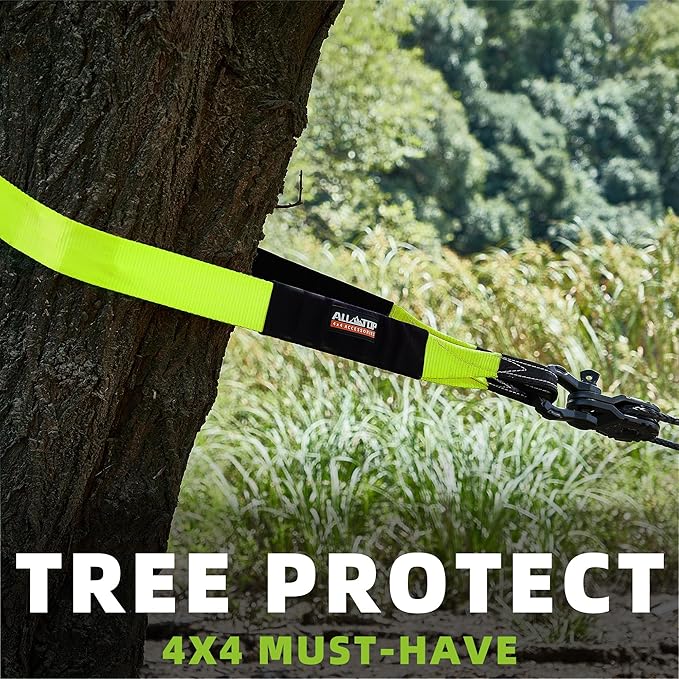 ALL-TOP Tree Saver Strap 3in x 8ft Certified 36000Lbs Break Strength, Emergency Recovery Tow Strap Winch Extension Rope with Oversize Carry Bag(Green)