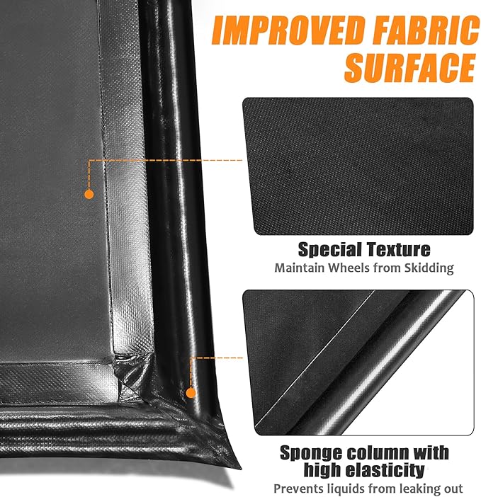 Garage Floor Mat Easy to Clean 8'6"x20' Heavy-Duty PVCContainment Mat with Waterproof Containment Protection for Cars SUVs Trucks Parking Garages Non-Slip Durable Containment Mat Multiple