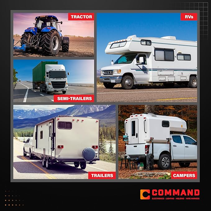 Command Electronics OEM 12V Modern Incandescent RV & Trailer Clearance Light – Made in USA – Amber, White Base – 2-Pack