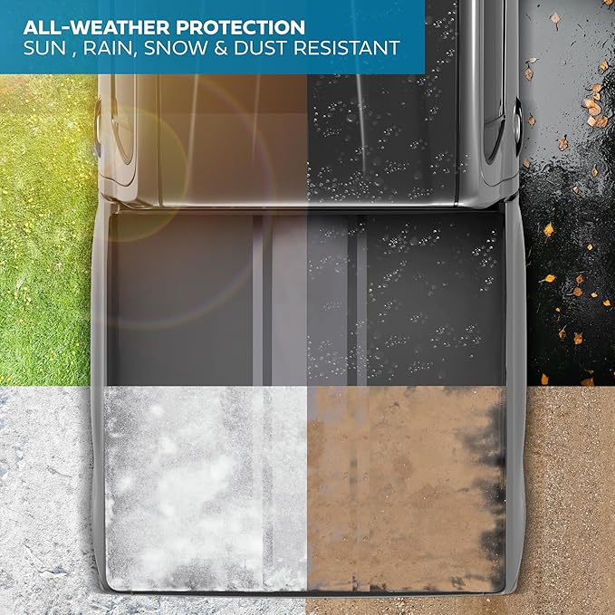 Black/Gray Tonneau Cover Soft Roll-up Truck Bed Protector All Weather Retractable for Chevrolet Chevy Silverado 1500 2019-2024 and GMC Sierra 1500 19-24 Short Bed 5.8 ft