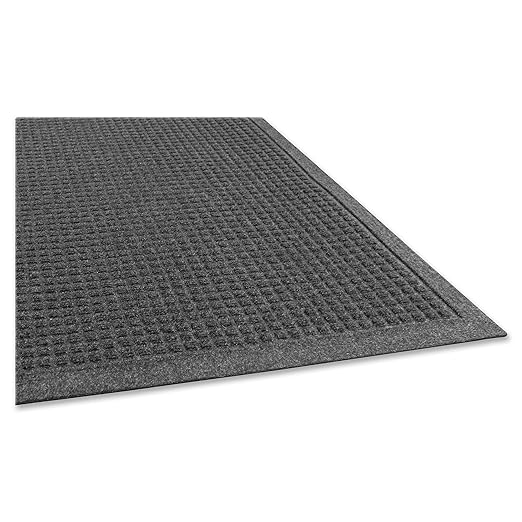 Genuine Joe EG020304 EcoGuard Indoor Wiper Floor Mat, Recycled Plastic and Rubber, 2' Width, 3' Length, Charcoal