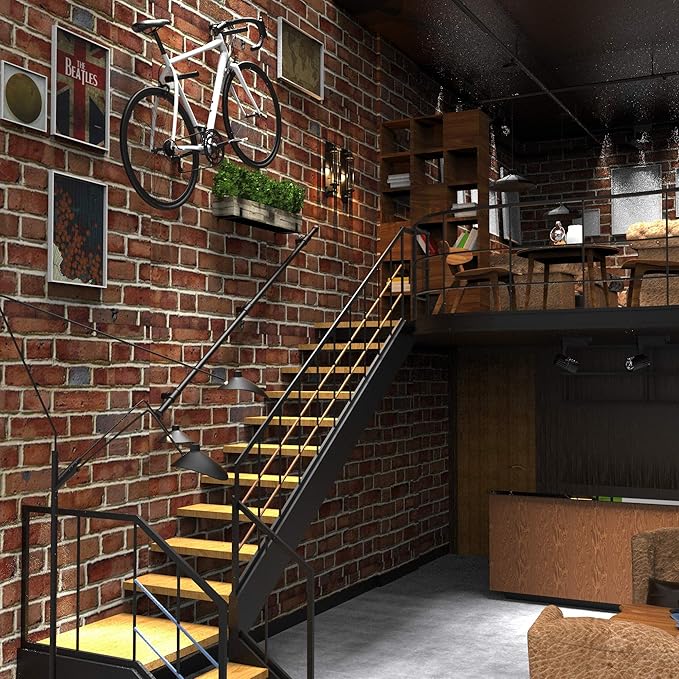 12FT Stair Handrail Industrial Loft Pipe Style for Indoor Stairs, Wall Mounted Stairway Handrail,Basement Stair Railing