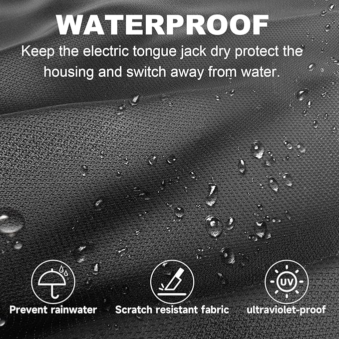 Umbrauto Electric Tongue Jack Cover| Universal Waterproof RV Trailer Hitch Protective Cover, Camper Parts and Accessories for Travel Trailer Outside