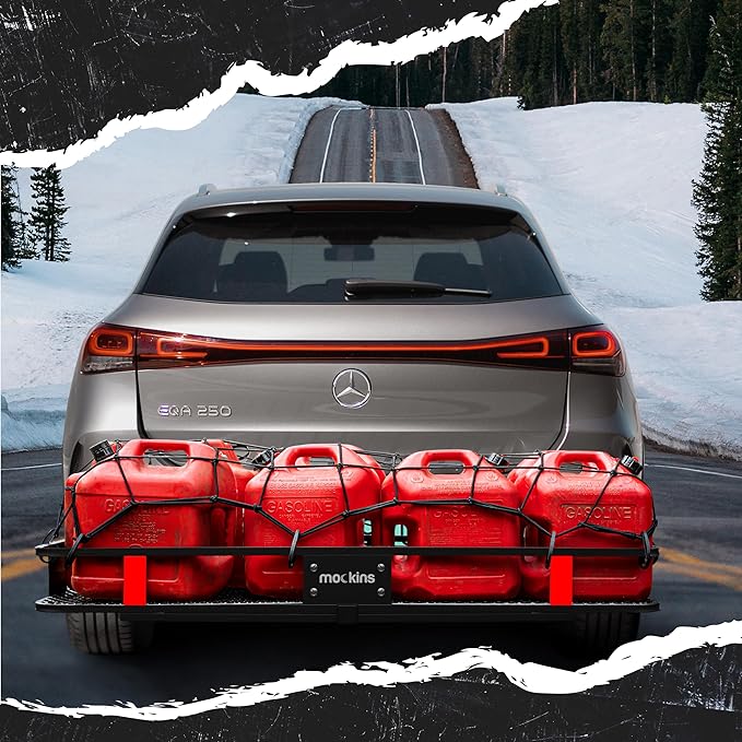 Mockins 60"x20"x6" Trailer Hitch Cargo Carrier | 500 lbs. Capacity 2" Receiver Hitch Rack Luggage Carrier & Cargo Trailer Accessories | Weatherproof Steel Folding Luggage Rack for Car, SUV & Truck