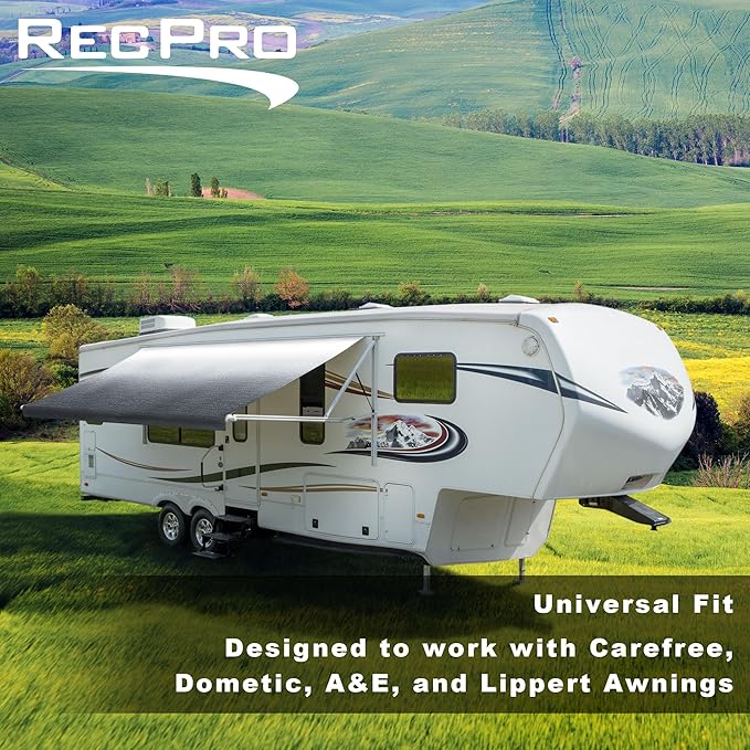 RecPro RV Awning Fabric Replacement Heavy Duty 16 oz. Weatherproof Vinyl | Universal Camper Awning Replacement for RV, Trailer, Motorhome | Gray Fade, 20' (Fabric 19'1")
