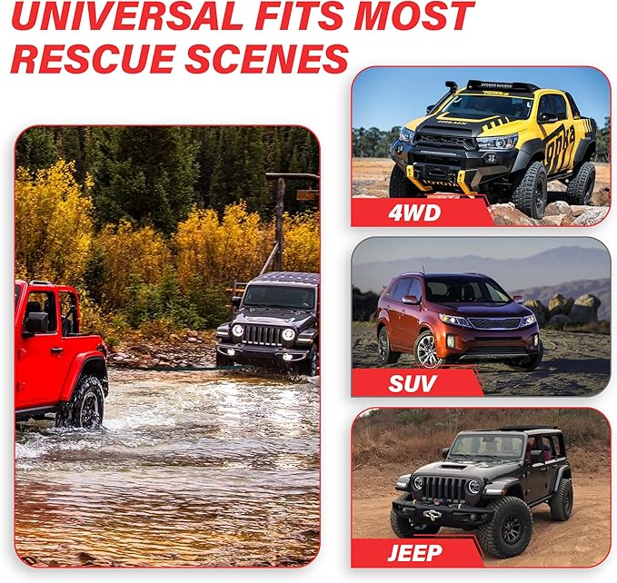 TYT Synthetic Winch Rope Kit - 1/2" x 92' with 32000 lbs Strength, Protective Sleeve, Heavy Duty Hook and Safety Pull Strap for Off-Road 4x4 Vehicles, Trucks (Black)