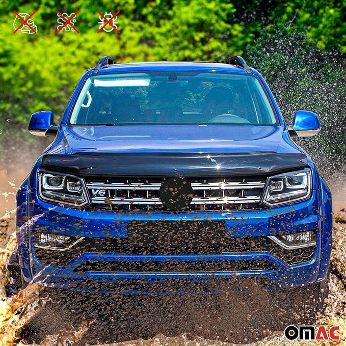 OMAC Front Bug Shield Hood Deflector Guard for Jeep Renegade 2015-2018 Black Smoke