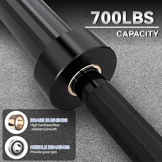 GaveeLife Olympic Barbell, 7FT/4FT Weight Bar For Weightlifting and Powerlifting 45lb, Olympic Bar for 1500lbs/700lbs/500lbs Capacity, Weight Bar Fit 2” Standard Weights