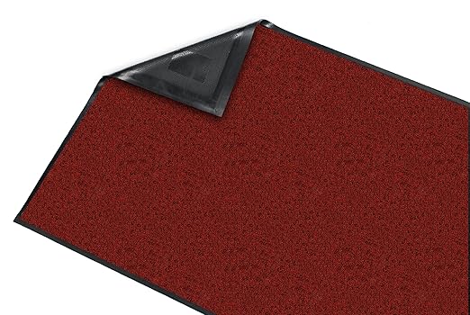 Guardian Platinum Series Indoor Wiper Floor Mat, Rubber with Nylon Carpet, 2'x10', Red