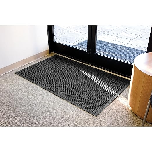 Genuine Joe EG020304 EcoGuard Indoor Wiper Floor Mat, Recycled Plastic and Rubber, 2' Width, 3' Length, Charcoal