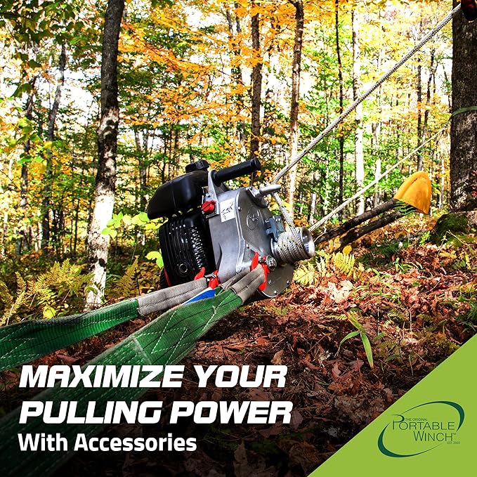 Portable Winch PCW5000 Gas-Powered Capstan Winch - 2200 lbs Pulling Capacity Winch, Honda GXH50 Engine Portable Gas Winch for Hunting, Logging, and Towing