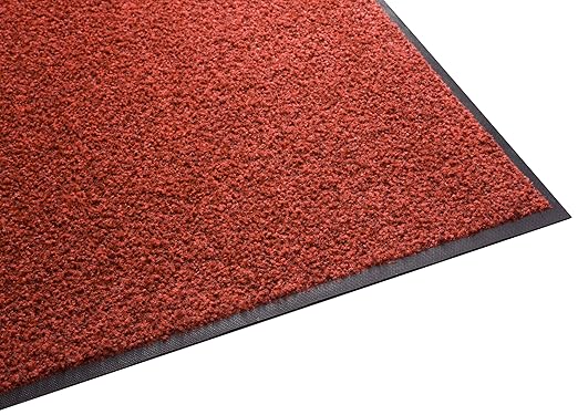 Guardian Platinum Series Indoor Wiper Floor Mat, Rubber with Nylon Carpet, 5'x18', Red